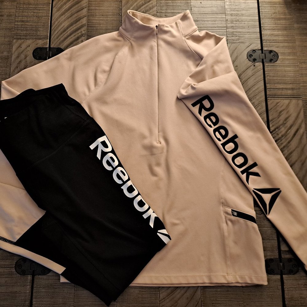 REEBOK PERFORMANCE BLACK/CREAM ATHLETIC/YOGA/PILATES/WORKOUT SET WOMEN'S